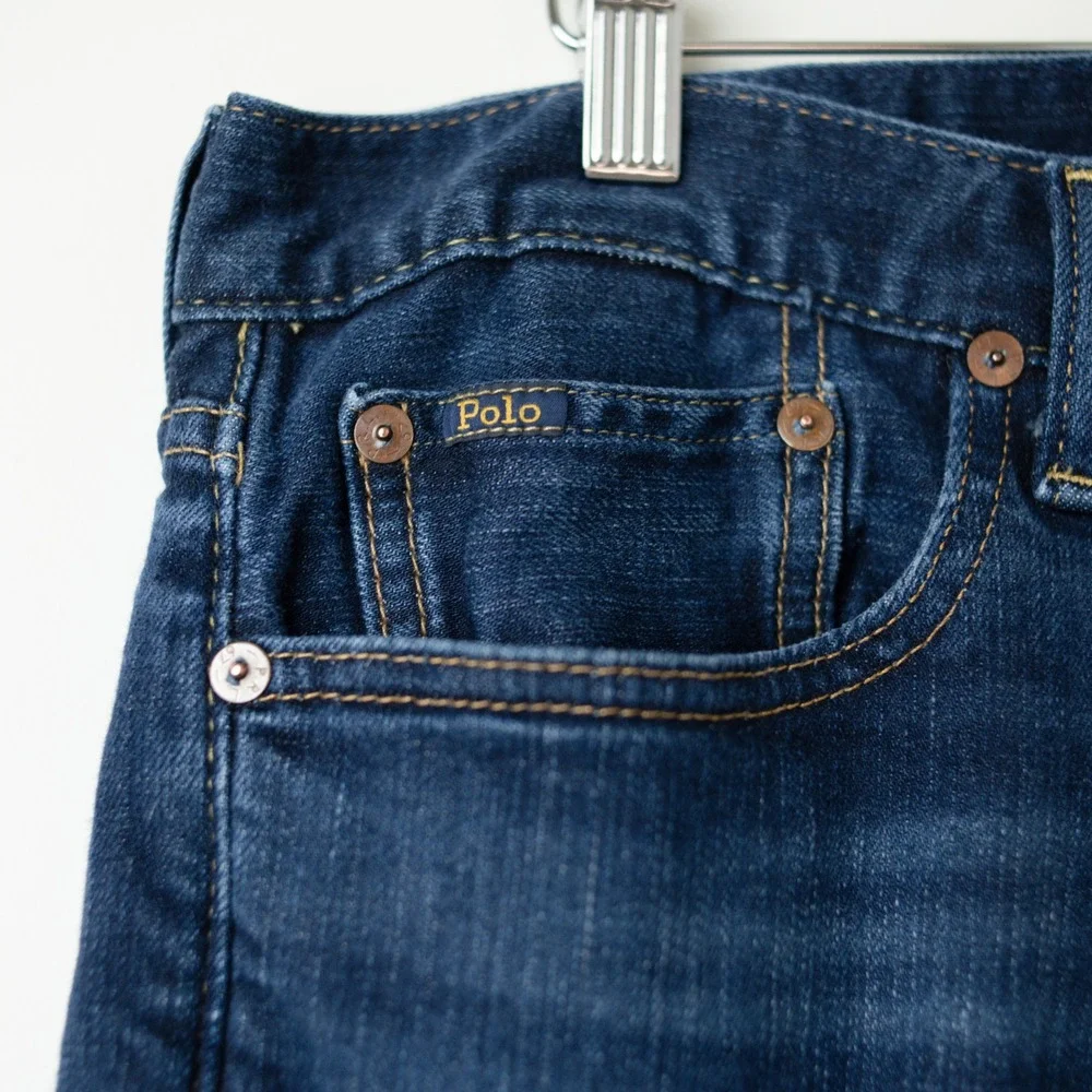 Polo Ralph Lauren Varick Slim Straight Mens 33x30 Blue Denim 5 Pocket